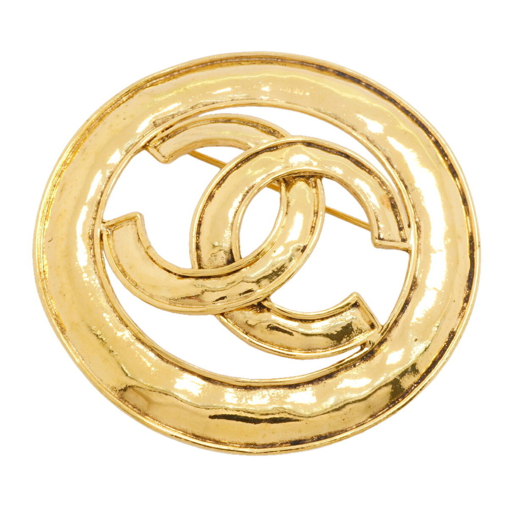 CHANEL Gold Logo Brooch